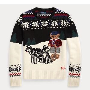 Polo Ralph Lauren Bear Classic Sweater - XS Holiday Teddy Bear Sled Festive